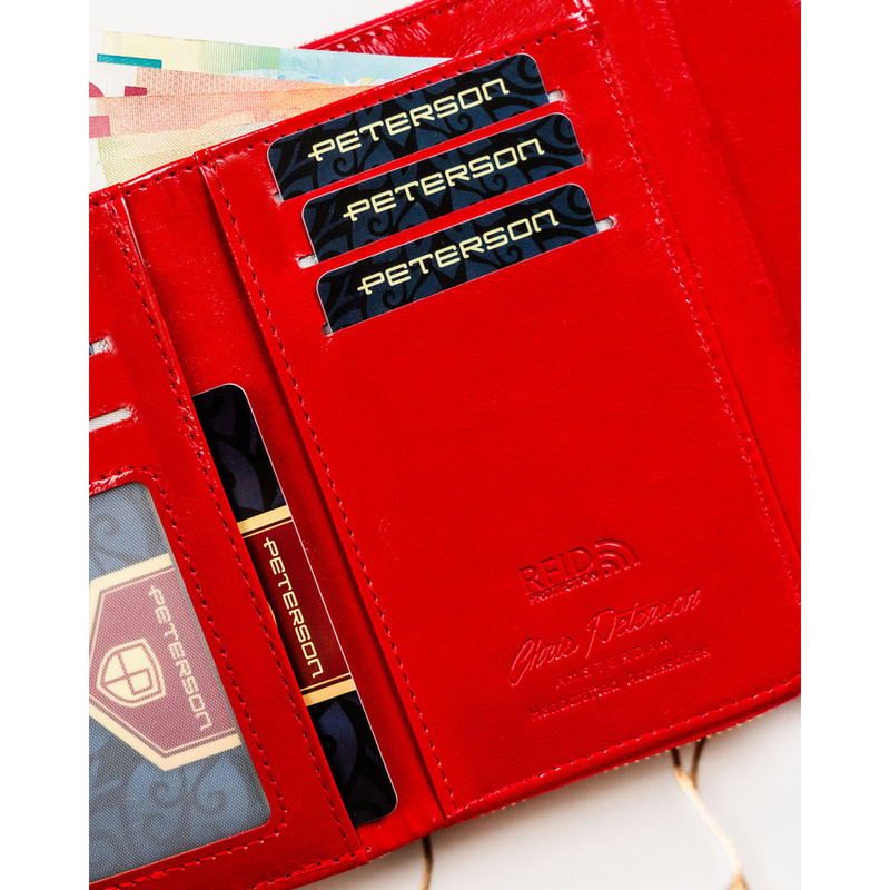 Modny, kolorowy portfel damski ze skóry ekologicznej w kwiaty - Peterson