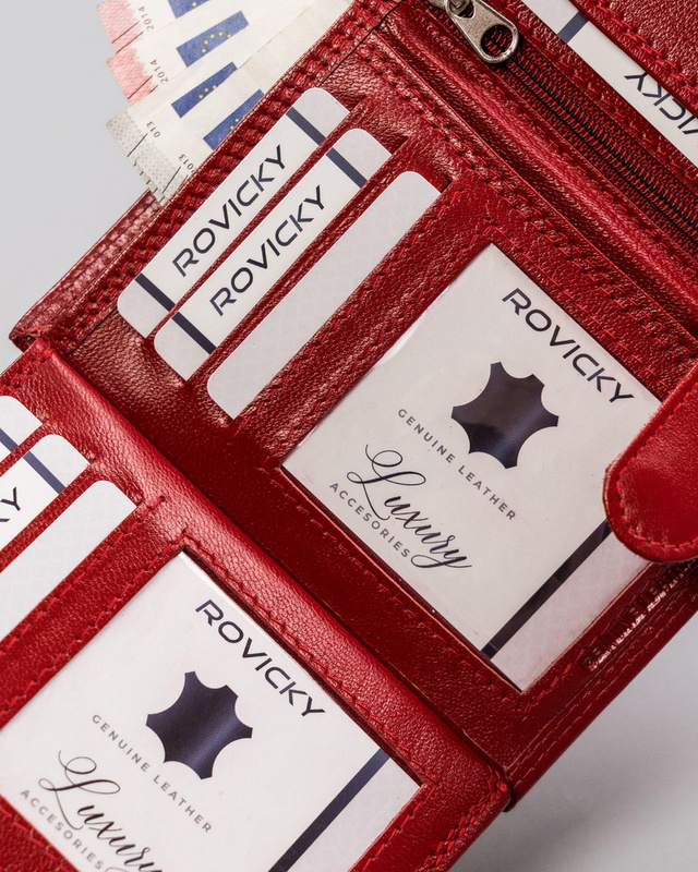 Zgrabna Skórzana damska portmonetka Rovicky RFID