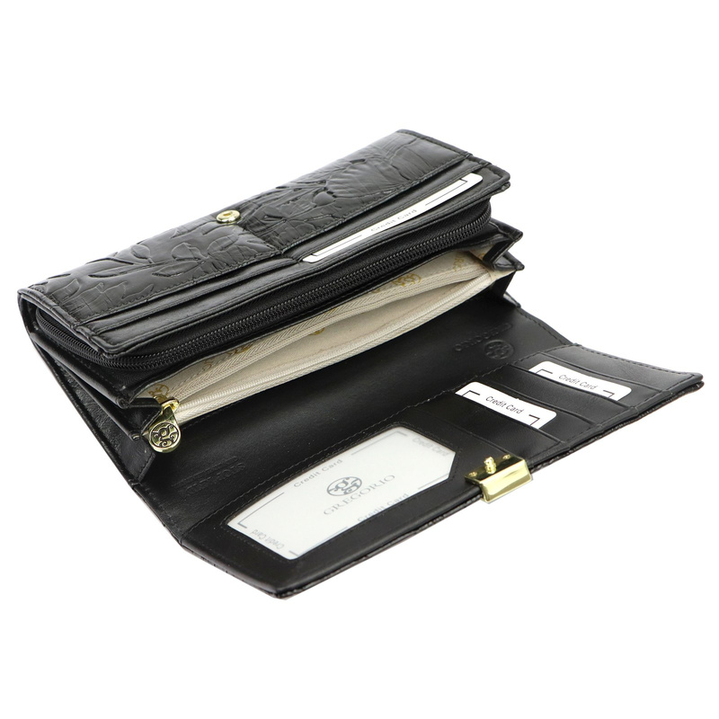 Duży Damski portfel z motywem roślinnym Gregorio