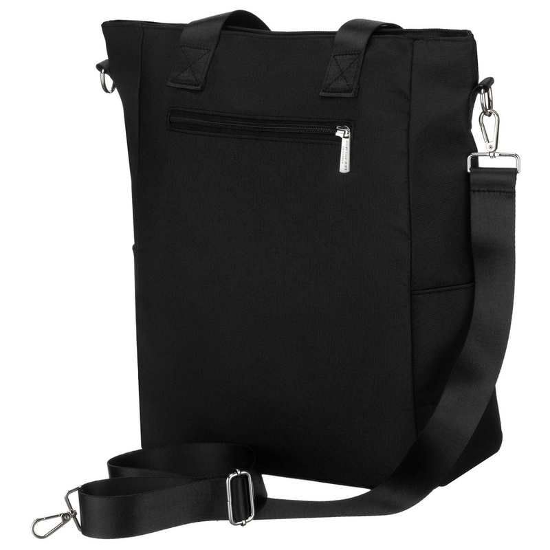 Czarna, pojemna shopperka damska na uchwytach i doczepianym pasku - Peterson