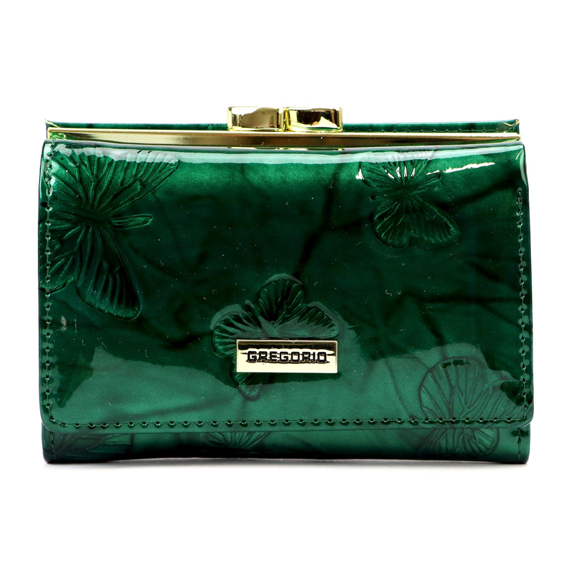 Gregorio damski portfel lakierowany skórzany pojemna portmonetka w motyle