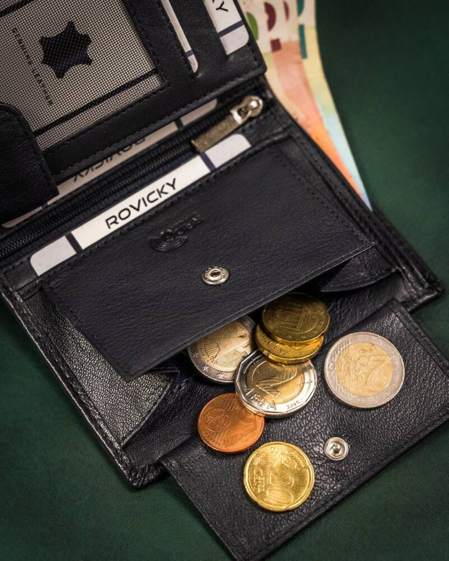 Skórzany składany męski portfel od Rovicky z RFID
