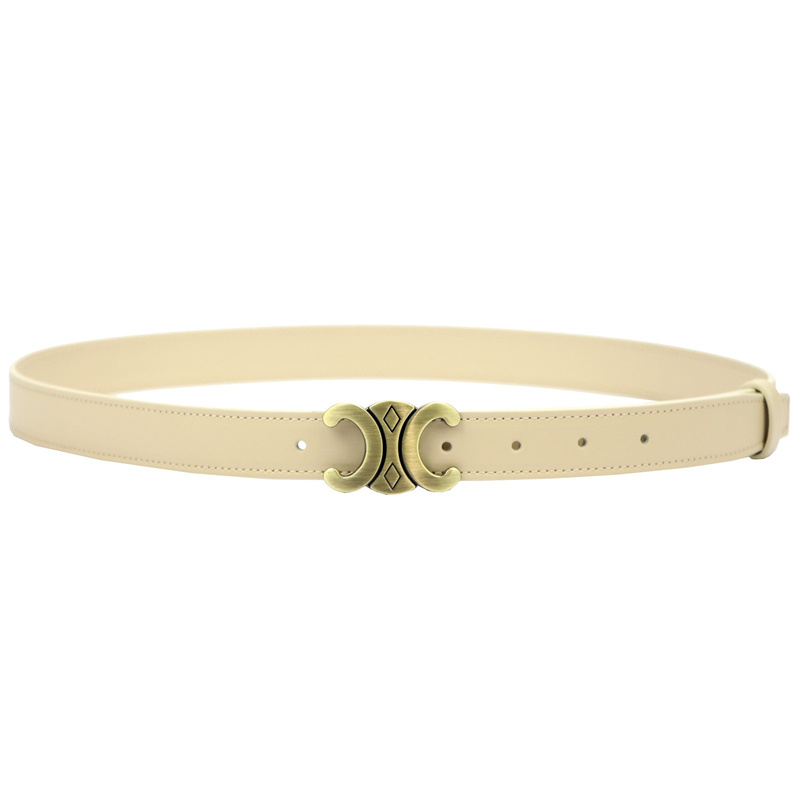 Gregorio Damski pasek do spodni skóra naturalna ze stylową klamrą złotą