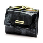 Zgrabna zapinana Mała damska portmonetka w motyle skórzana Gregorio