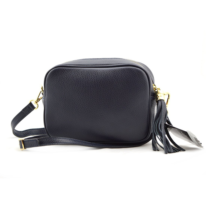 Camel mała damska listonoszka z frędzlem przewieszka z włoskiej naturalnej skóry licowej P14