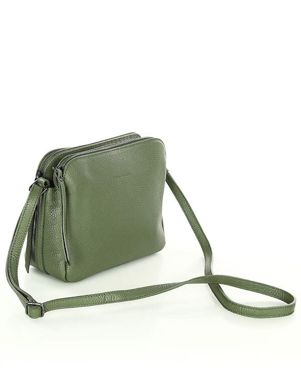 Torebka skórzana crossbody listonoszka dwie komory - MARCO MAZZINI militarny zielony