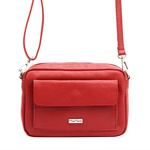 Skórzana damska listonoszka na ramię z zewnętrzną kieszenią MiaMore