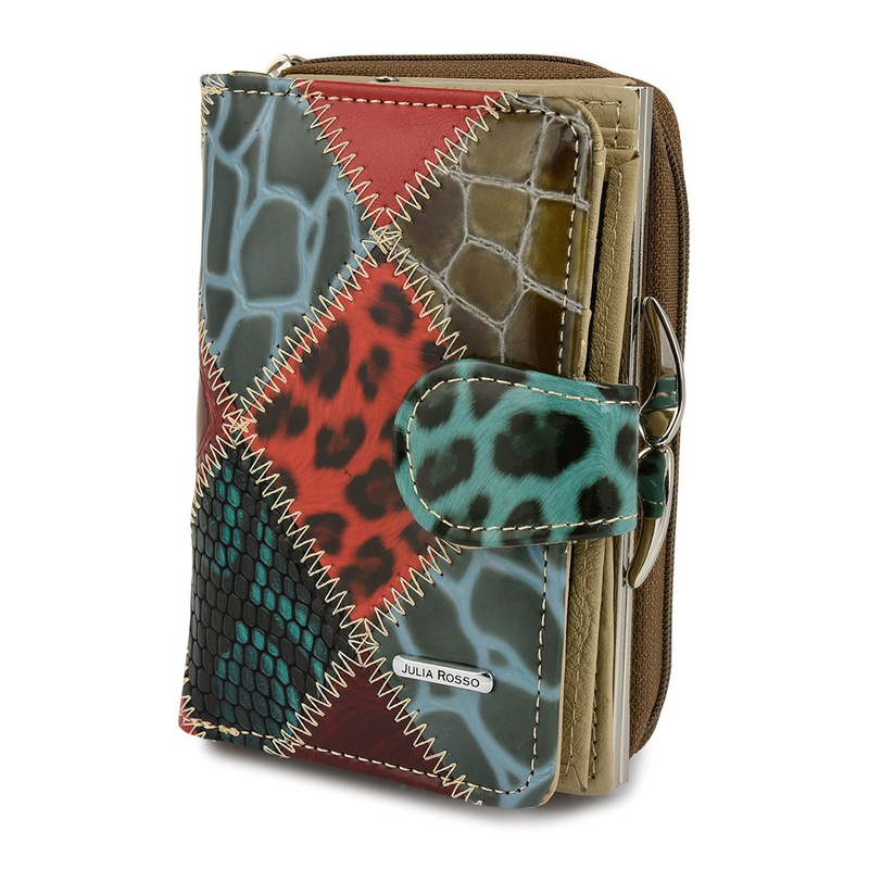 PATCHWORK JULIA ROSSO damski PORTFEL skórzany RFiD M98