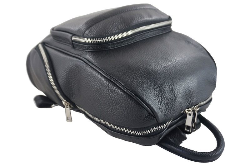 Plecak skórzany damski CASUAL - Granatowy