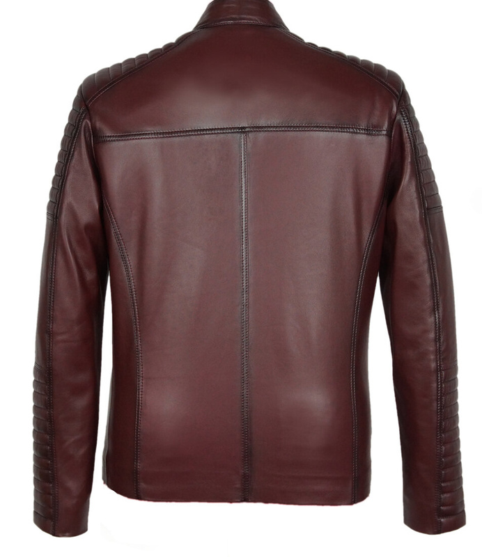 Bukowski męska skórzana kurtka casual zapinana na zamek stójka dekolt