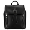 Czarny, niewielki plecak damski ze skóry ekologicznej wyposażony w nóżki ochronne - Rovicky