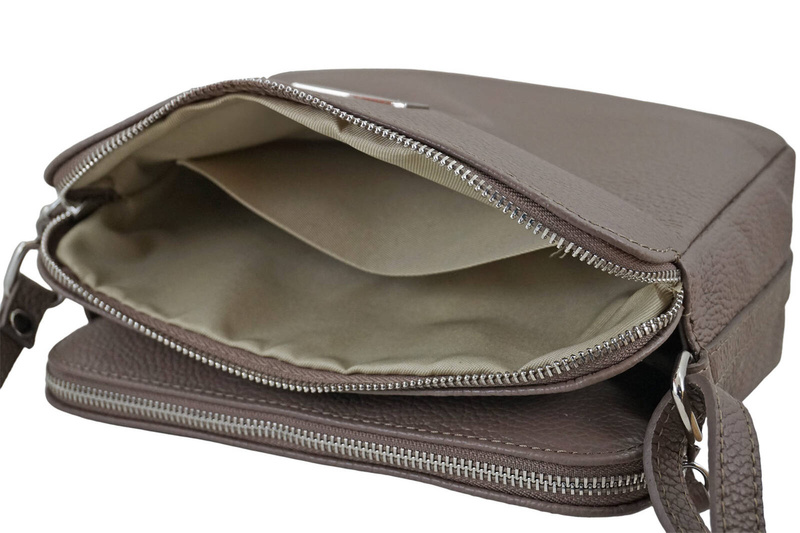 Torebka skórzana damska włoska - Beżowa ciemna