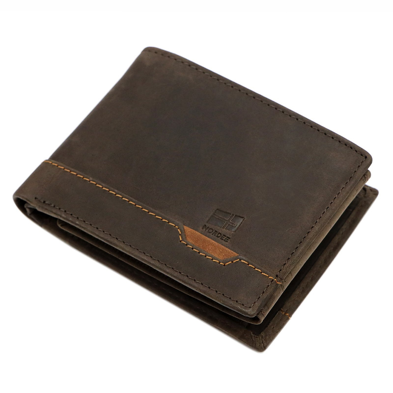 Nordee składany męski portfel skóra naturalna rozbudowany bez zapięcia