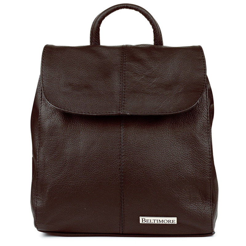 Brązowy plecak skórzany damski POLSKI B5 z klapą S41