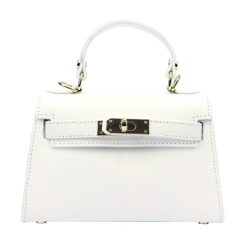 Mały damski kuferek listonoszka skórzana torebka do ręki z paskiem Luka