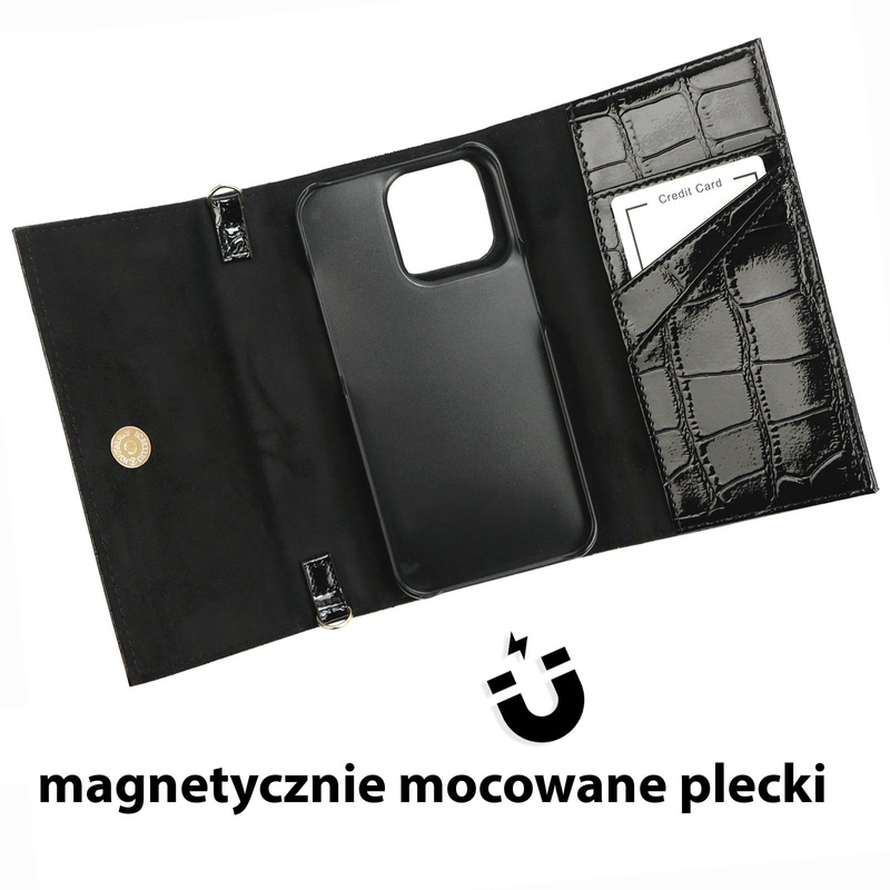 MiaMore etui na telefon Iphone 11 case skóra naturalna lakierowana pasek