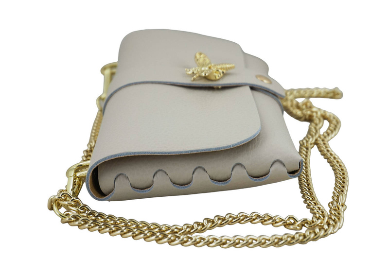 Torebka kopertówka na łańcuszku - Beżowa jasna