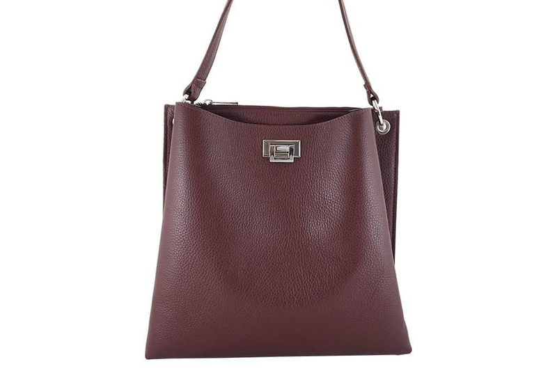 Duża torba damska skórzana na ramię - Brązowa jasna