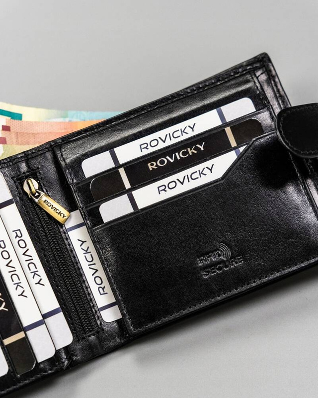 Kompaktowy męski skórzany portfel z RFID Rovicky