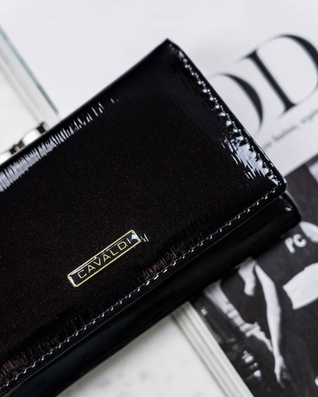 4U Cavaldi Lakierowany Duży portfel damski ze skóry naturalnej portmonetka