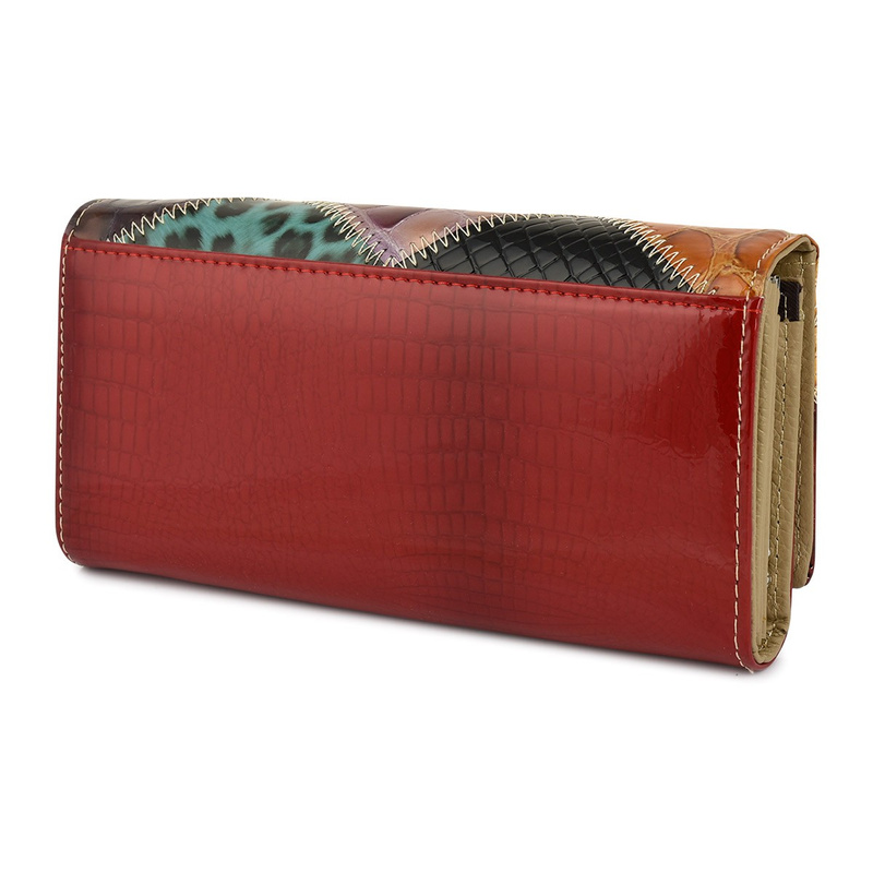 Portfel patchwork boho Julia Rososo skóra duży pudełko G89