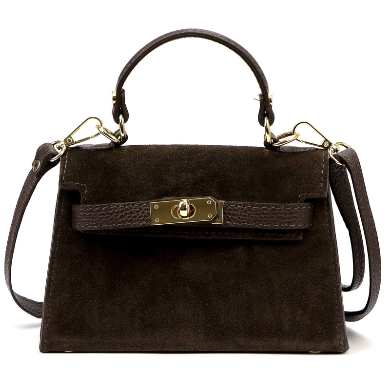 Skórzana Zamszowa damska mała listonoszka torebka na ramię z uchwytem Luka