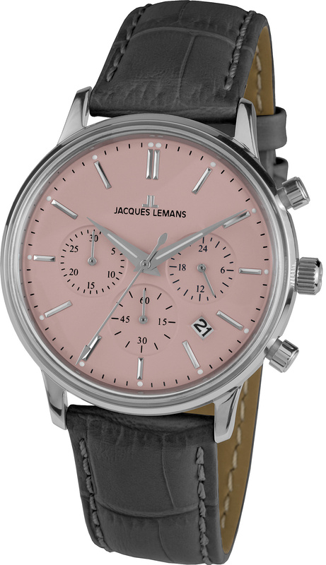 Zegarek JACQUES LEMANS 1-209F. Kwarcowy, Kolor różowy. Mężczyzna.