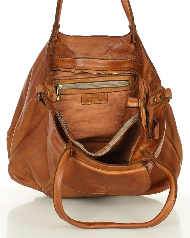 MARCO MAZZINI Torebka skórzana shopper bag ispirato dalla natura brąz