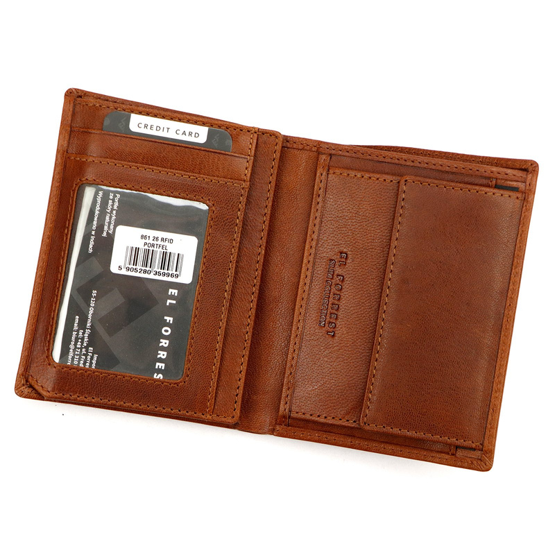 EL FORREST pionowy męski portfel skóra naturalna rozbudowany duży RFID