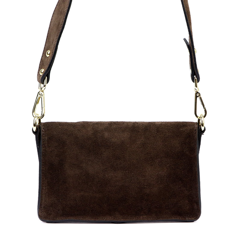 Vera Pelle damska listonoszka na ramię skóra naturalna torebka zamszowa