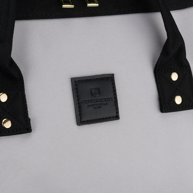 Plecak damski z poliestru w szaro-czarnym kolorze, idealny na bagaż podręczny - Peterson