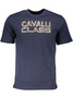 NIEBIESKI T-SHIRT MĘSKI Z KRÓTKIM RĘKAWEM KLASY CAVALLI