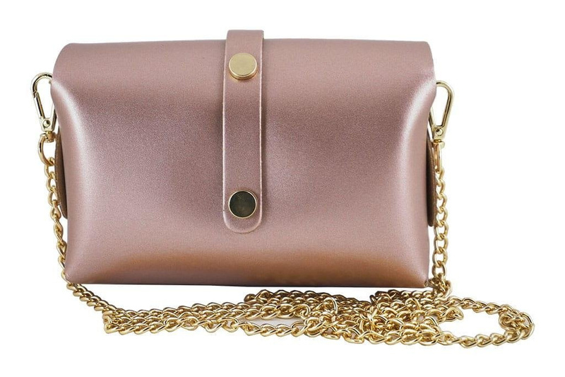 Modna listonoszka wizytowa skórzana - Srebrna