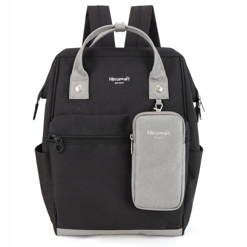 Czarno-szary plecak podróżny zamykany na bezpieczny suwak - Himawari