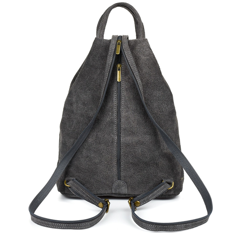 Szary Vera Pelle włoski Plecak Skórzany damski mały T53