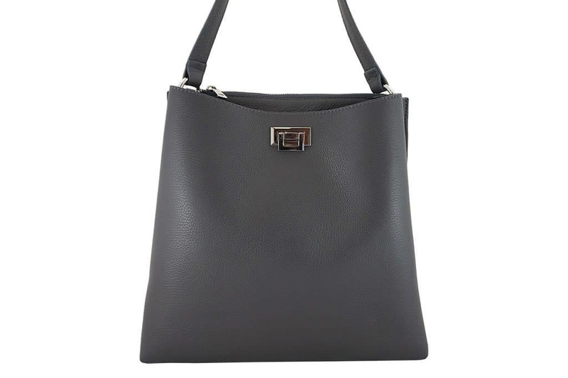 Duża torba damska skórzana na ramię - Brązowa jasna