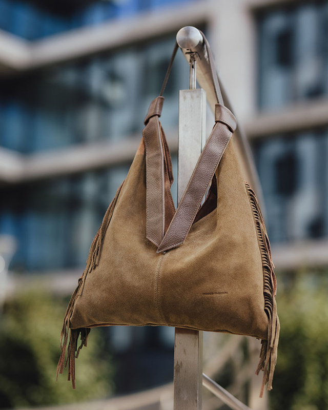 Torebka damska worek hobo bag skóra naturalna - MARCO MAZZINI czarna