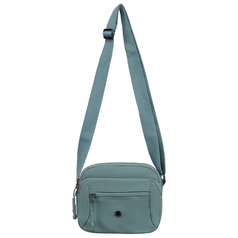 Praktyczna, niebieska listonoszka damska zawieszona na regulowanym pasku - Peterson