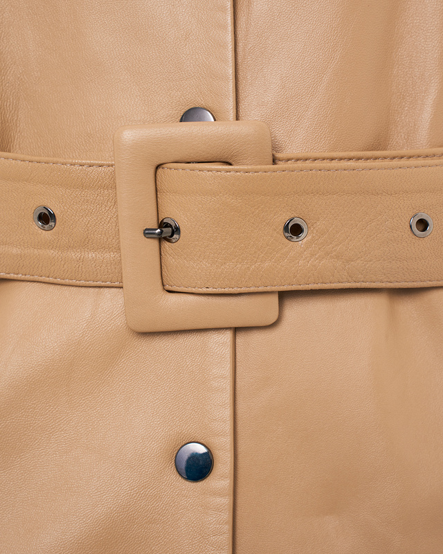 Bukowski Skórzany Płaszcz damski "Żaneta" trencz z paskiem na guziki