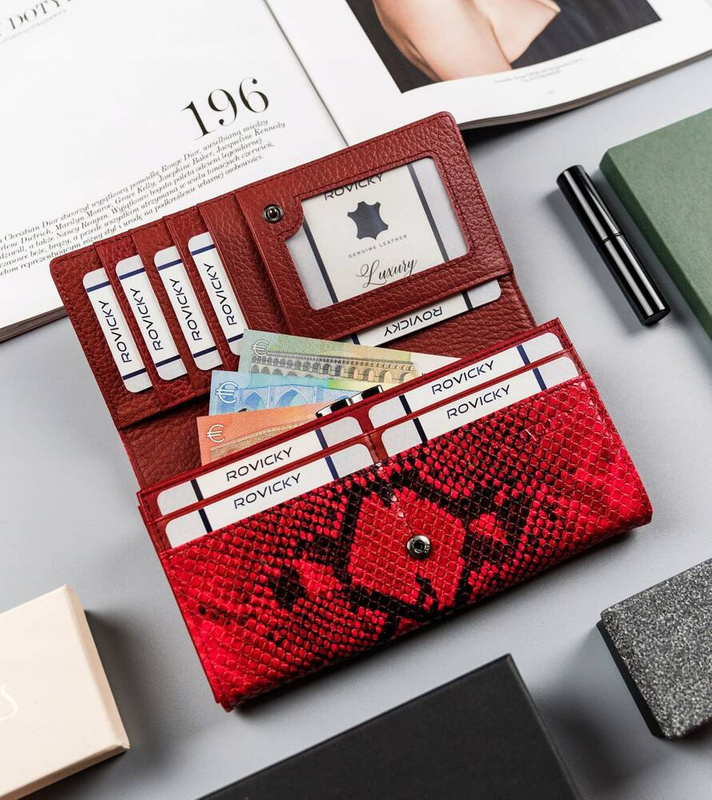 4U Cavaldi damski portfel podłużna duża klasyczna portmonetka skóra węża