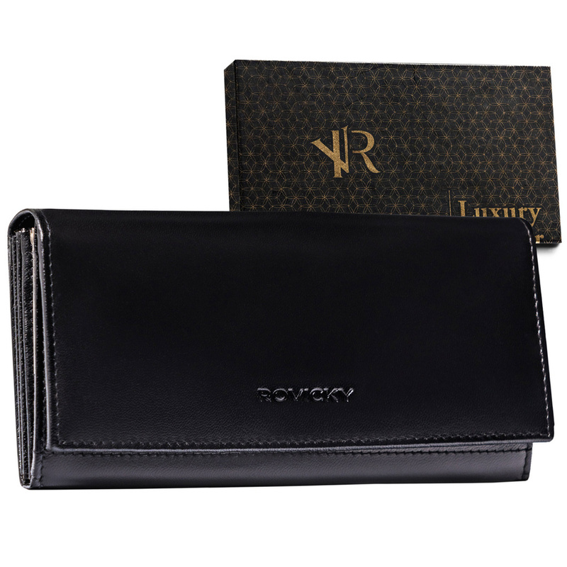 Duży skórzany portfel z systemem RFID Protect - Rovicky