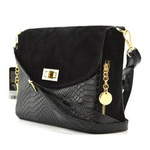 Włoska Torebka Skórzana listonoszka skóra węża ecru T96