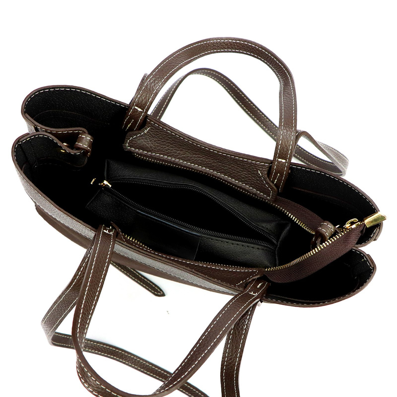 Vera Pelle damska torebka na ramię stylowa shopperbag zamsz z kosmetyczką