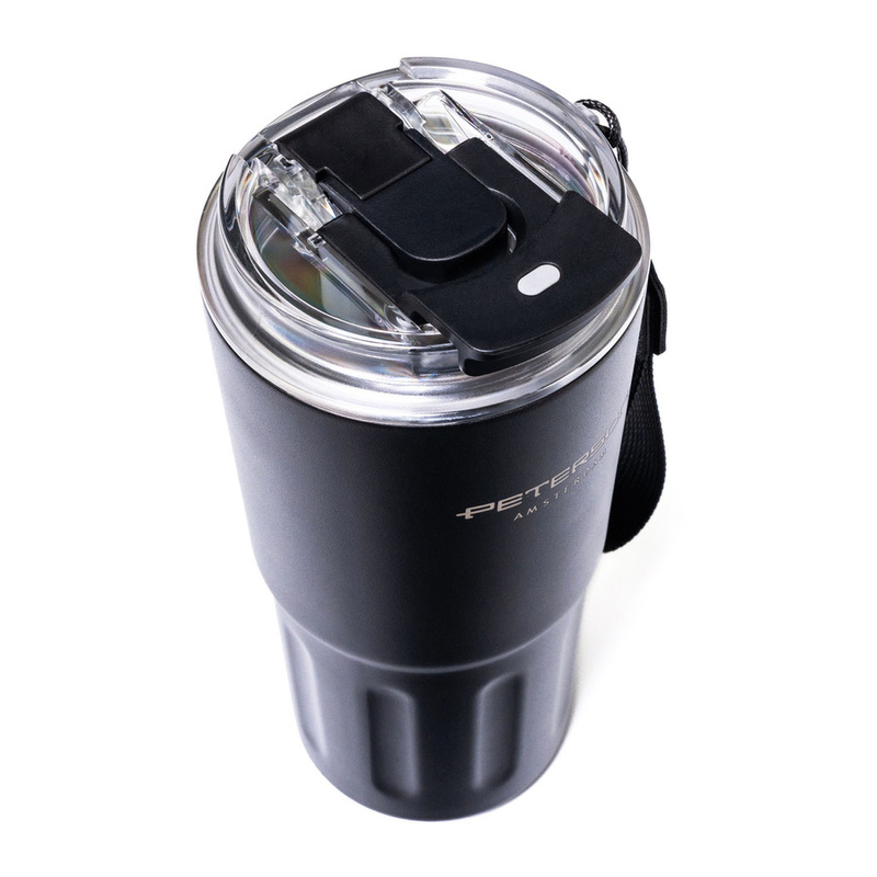 Kubek termiczny ze stali nierdzewnej w czarnym kolorze - Peterson