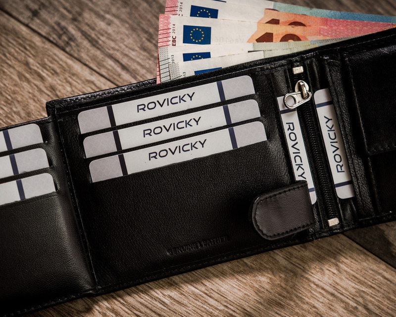 Poziomy pojemny Skórzany męski portfel Rovicky