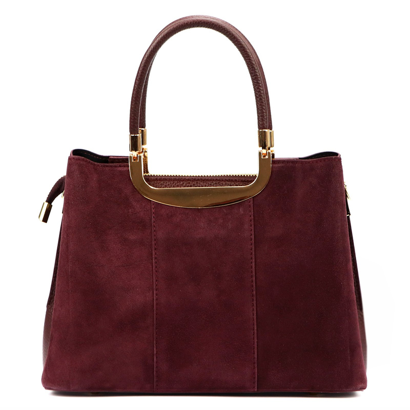 Vera Pelle damski skórzany kuferek torebka do ręki z paskiem i organizerem