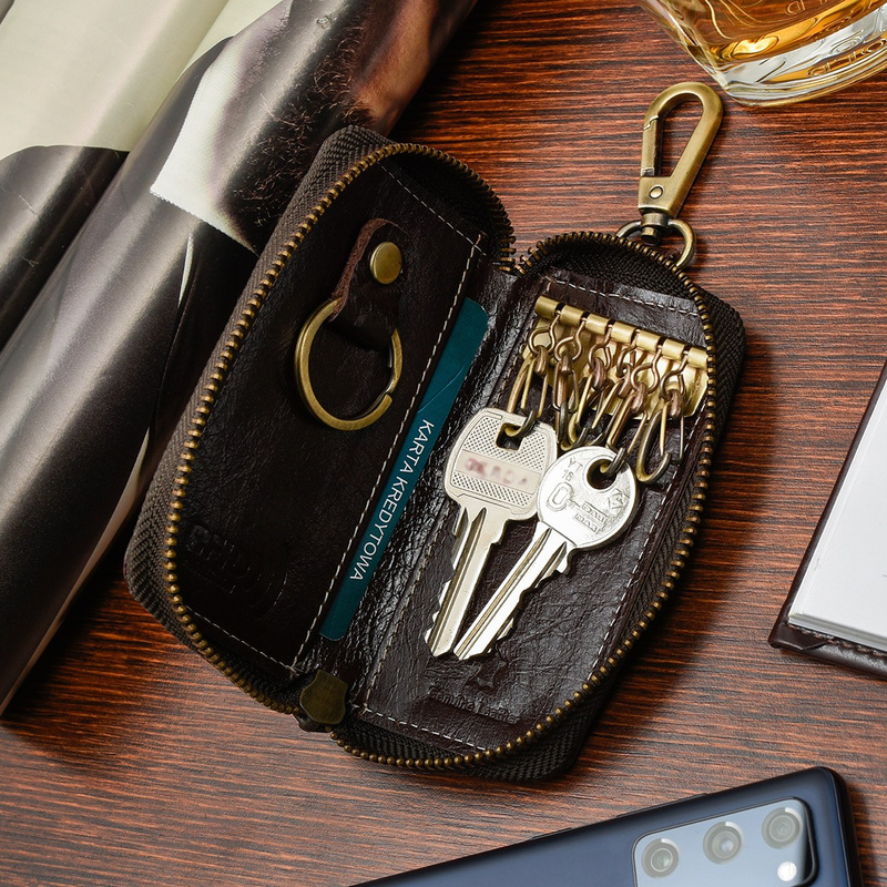 Etui na klucze premium skórzane kluczówka brązowe Beltimore P87