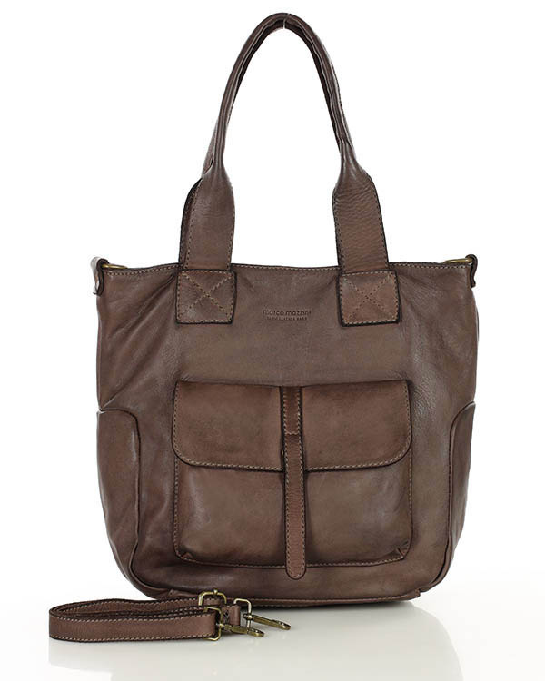 Torebka miejska skórzana w harmonii z naturą - MARCO MAZZINI czekoladowy brąz