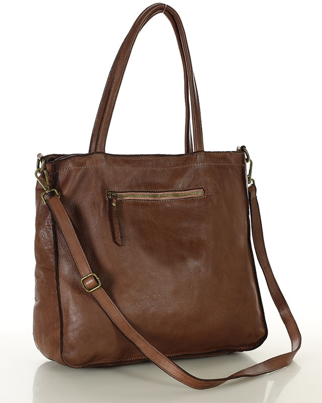 Torba shopper brązowa czekoladowa z kieszeniami skóra naturalna – MARCO MAZZINI