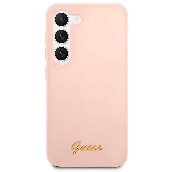 Guess GUHCS23MLSLMGPP S23+ S916 różowy/pink hardcase Silicone Script Metal Logo